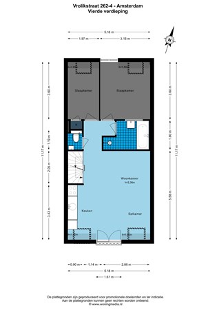 Floorplan - Vrolikstraat 262-4, 1092 TX Amsterdam